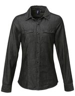Premier Workwear Jeanshemd mit Kontrastnähten für Damen, Black Denim (ca. Pantone 433C) XS, PW322 – Bild 2
