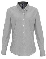 Premier Workwear Damenbluse Oxford mit Kontrastdetails, Oxford Blue (ca. Pantone 7453C) XS, PW338 – White/Grey (ca. Pantone 430c)