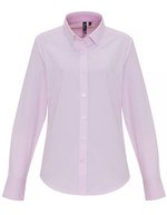 Premier Workwear Damenbluse Oxford mit Kontrastdetails, Oxford Blue (ca. Pantone 7453C) XS, PW338 – White/Pink (ca. Pantone 1895C)