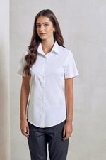 Premier Workwear Stretch Fit Popelin Kurzarmhemd für Damen, Black (ca. Pantone Black C) L, PW346 – Bild 1