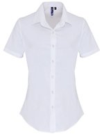 Premier Workwear Stretch Fit Popelin Kurzarmhemd für Damen – White
