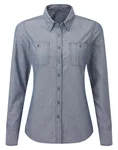 Premier Workwear Bio-Baumwoll Langarmbluse mit Brusttaschen, Indigo Denim (ca. Pantone 2380C) 3XL, PW347 – Bild 3