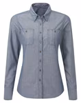 Women´s Organic Chambray Fairtrade Long Sleeve Shirt – immagine 3
