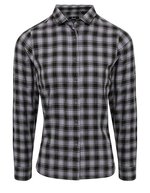 Premier Workwear Langarmhemd Mulligan Karomuster Baumwolle für Damen, Camel (ca. Pantone 132C)/Navy (ca. Pantone 2378C) XS, PW350 – Acier (ca. Pantone Cool Grey 11C)/Noir (ca. Pantone Black C)