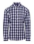 Langarmhemd Mulligan Karomuster Baumwolle für Damen – White/Navy (ca. Pantone 2378C)