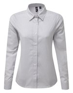 Premier Workwear Langarmhemd Maxton Check kariert für Damen, Navy (ca. Pantone 533C)/White XXL, PW352 – Bild 7