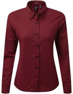 Premier Workwear Langarmhemd Maxton Check kariert für Damen – Black (ca. Pantone Black C)/Red (ca. Pantone 201C)