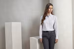 Premier Workwear Langarmhemd Maxton Check kariert für Damen – Light Blue (ca. Pantone 2707C)/White