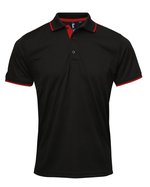 Premier Workwear Polo Coolchecker® mit Kontrastbesatz für Herren, Black (ca. Pantone Black C)/Red (ca. Pantone 200C) 3XL, PW618 – Bild 3