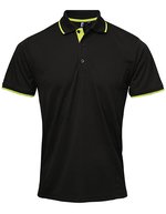 Premier Workwear Polo Coolchecker® mit Kontrastbesatz für Herren, Black (ca. Pantone Black C)/Red (ca. Pantone 200C) 3XL, PW618 – Bild 2
