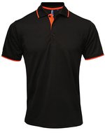 Premier Workwear Polo Coolchecker® mit Kontrastbesatz für Herren, Black (ca. Pantone Black C)/Red (ca. Pantone 200C) 3XL, PW618 – Black (ca. Pantone Black C)/Orange (ca. Pantone 1655C)