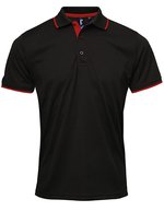 Premier Workwear Polo Coolchecker® mit Kontrastbesatz für Herren, Black (ca. Pantone Black C)/Red (ca. Pantone 200C) 3XL, PW618 – Black (ca. Pantone Black C)/Red (ca. Pantone 200C)