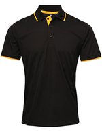 Premier Workwear Polo Coolchecker® mit Kontrastbesatz für Herren, Black (ca. Pantone Black C)/Red (ca. Pantone 200C) 3XL, PW618 – Black (ca. Pantone Black C)/Sunflower (ca. Pantone 136C)