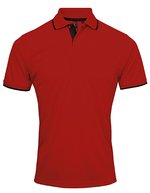 Premier Workwear Polo Coolchecker® mit Kontrastbesatz für Herren, Black (ca. Pantone Black C)/Red (ca. Pantone 200C) 3XL, PW618 – Red (ca. Pantone 200C)/Black (ca. Pantone Black C)