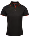 Premier Workwear Polo Slim Fit Coolchecker® Fabric for Women, Black (ca. Pantone Black C)/Lime (ca. Pantone 382C) XS, PW619 – image 3