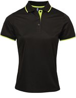 Premier Workwear Polo Slim Fit Coolchecker® Gewebe für Damen, Black (ca. Pantone Black C)/Lime (ca. Pantone 382C) XS, PW619 – Bild 2
