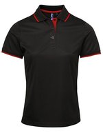 Premier Workwear Polo Slim Fit Coolchecker® Gewebe für Damen, Black (ca. Pantone Black C)/Lime (ca. Pantone 382C) XS, PW619 – Black (ca. Pantone Black C)/Red (ca. Pantone 200C)