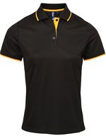 Premier Workwear Polo Slim Fit Coolchecker® Gewebe für Damen, Black (ca. Pantone Black C)/Lime (ca. Pantone 382C) XS, PW619 – Black (ca. Pantone Black C)/Sunflower (ca. Pantone 136C)