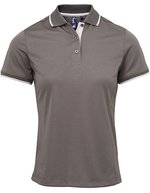 Premier Workwear Polo Slim Fit Coolchecker® Gewebe für Damen, Black (ca. Pantone Black C)/Lime (ca. Pantone 382C) XS, PW619 – Dark Grey (ca. Pantone 424C)/Silver (ca. Pantone 428C)