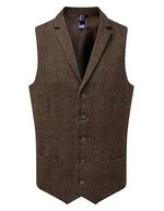 Premier Workwear Herringbone Weste mit Satinfutter für Herren, Brown Check (ca. Pantone 7519C) L, PW625 – Bild 1