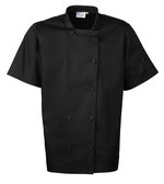 Premier Workwear Kurzärmelige Kochjacke mit Stifttasche, Black (ca. Pantone Black C) XL, PW656 – Bild 3