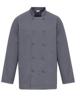 Premier Workwear Langärmelige Kochjacke mit Kunstharzknöpfen, Black (ca. Pantone Black C) XS, PW657 – Steel (ca. Pantone 7545C)