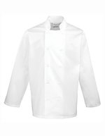 Premier Workwear Langärmelige Kochjacke mit Kunstharzknöpfen, Black (ca. Pantone Black C) XS, PW657 – White