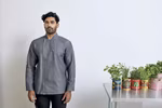 Premier Workwear Denim Chef Jacket with Mandarin Collar – Black Denim (ca. Pantone 433C)
