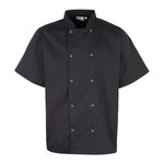 Premier Workwear Kochjacke Kurzarm Baumwoll-Twill Mandarin-Kragen, Black (ca. Pantone Black C) XS, PW664 – Bild 3