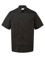 Kochjacke Kurzarm Baumwoll-Twill Mandarin-Kragen – Black (ca. Pantone Black C)