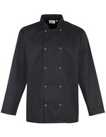 Kochjacke Baumwoll-Twill mit Mandarin-Kragen – Black