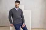 Premier Workwear V-Ausschnitt Strickpullover 12-Gauge für Herren, Red L, PW694 – image 2