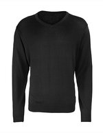 V-Ausschnitt Strickpullover 12-Gauge für Herren – Black (ca. Pantone Black C)
