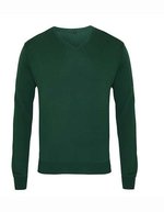 V-Ausschnitt Strickpullover 12-Gauge für Herren – Bottle