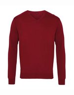 V-Ausschnitt Strickpullover 12-Gauge für Herren – Burgundy