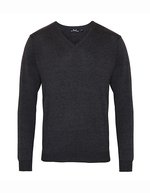 V-Ausschnitt Strickpullover 12-Gauge für Herren – Charcoal