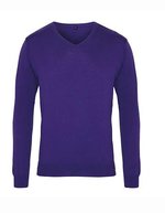 Premier Workwear V-Ausschnitt Strickpullover 12-Gauge für Herren, Black (ca. Pantone Black C) XXS, PW694 – Violet
