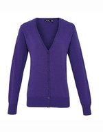 Premier Workwear Women´s Button Through Knitted Cardigan Black (ca. Pantone Black C) XS (8) (PW697), PW697 – Purple