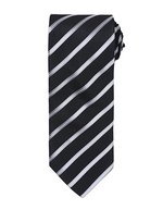 Sportliche Streifenkrawatte aus Polyester – Black (ca. Pantone Black C)/Silver (ca. Pantone Cool Gray 7C)