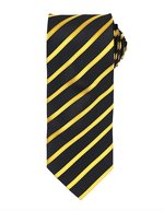 Sportliche Streifenkrawatte aus Polyester – Black (ca. Pantone Black C)/Gold