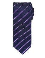 Sportliche Streifenkrawatte aus Polyester – Navy (ca. Pantone 2378C)/Purple