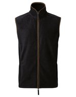 Fleeceweste mit Kontraststreifen und Reißverschluss – Black (ca. Pantone Black C)/Brown (ca. Pantone 4975C)
