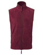 Fleeceweste mit Kontraststreifen und Reißverschluss – Burgundy (ca. Pantone 209C)/Brown (ca. Pantone 4975C)