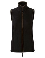 Fleece Gilet Artisan mit Taschen für Damen – Black (ca. Pantone Black C)/Brown (ca. Pantone 4975C)