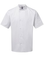 Baumwoll Kochjacke mit Mandarin-Kragen – White
