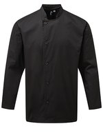Langärmelige Kochjacke mit Mandarin-Kragen – Black (ca. Pantone Black C)