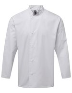 Langärmelige Kochjacke mit Mandarin-Kragen – White