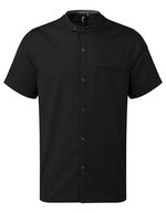 Premier Workwear Recyceltes Kurzarm-Hemd mit Stehkragen – Black