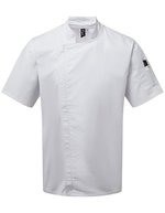 Premier Workwear Kochjacke Kurzarm mit Reißverschluss, White S, PW906 – White