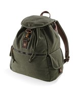 Quadra Vintage Canvas Rucksack mit Kordelzug, Sahara 30 x 36 x 16 cm, QD612 – Vintage Military Green
